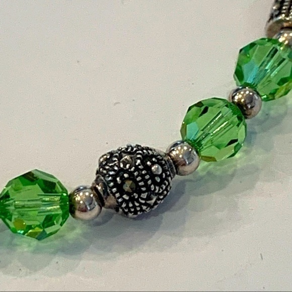 Sterling silver glass crystal faceted bead dainty - Picture 2 of 9